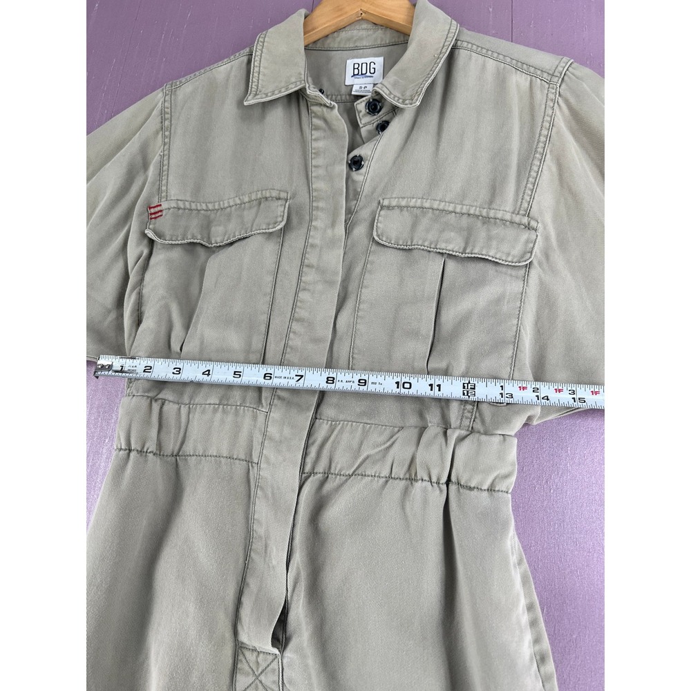 BDG Urban Outfitters Khaki Tan Utility Romper Long Sleeve Button Front Small - Picture 6 of 14